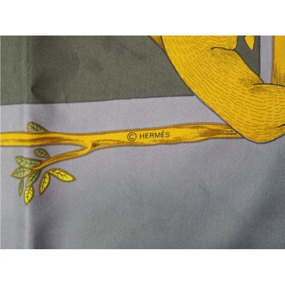 Hermès Green and Yellow Silk Scarf - Picture 9 of 11